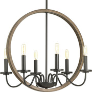 Progress P400081-020 Fontayne Collection Six-Light Antique Bronze Farmhouse Chandelier Light Main Image.jpg