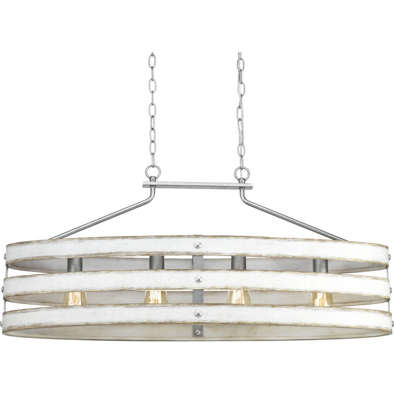 Progress P400097-141 Gulliver Collection Four-Light Galvanized Finish Coastal Linear Chandelier Light Main Image.jpg