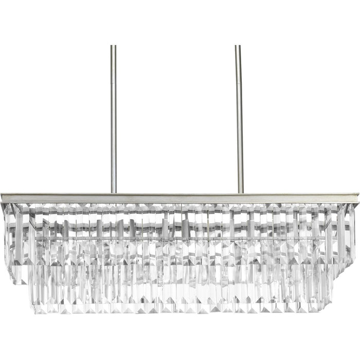 Progress P400101-134 Glimmer Collection Four-Light Silver Ridge Luxe Linear Chandelier Light Main Image.jpg