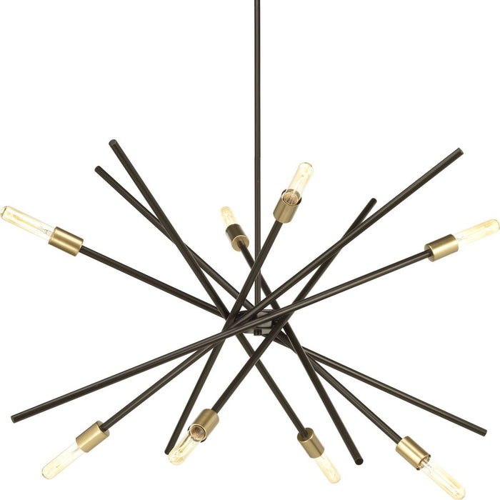 Progress P400109-020 Astra Collection Eight-Light Antique Bronze Mid-Century Modern Chandelier Light Main Image.jpg