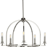Progress P400115-104 Seneca Collection Five-Light Polished Nickel Farmhouse Chandelier Light Main Image.jpg