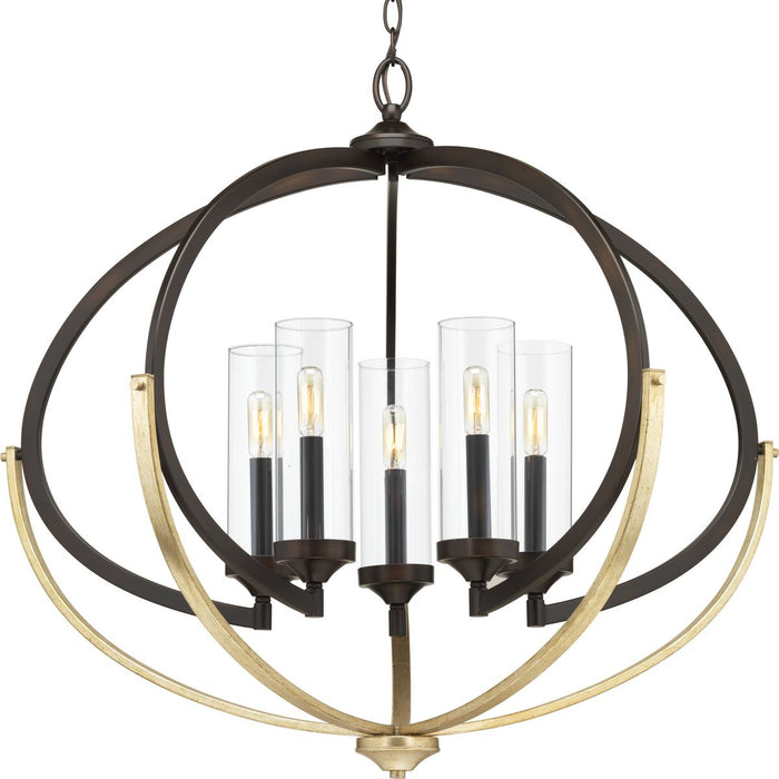 Progress P400117-020 Evoke Collection Five-Light Antique Bronze Clear Glass Luxe Chandelier Light Main Image.jpg