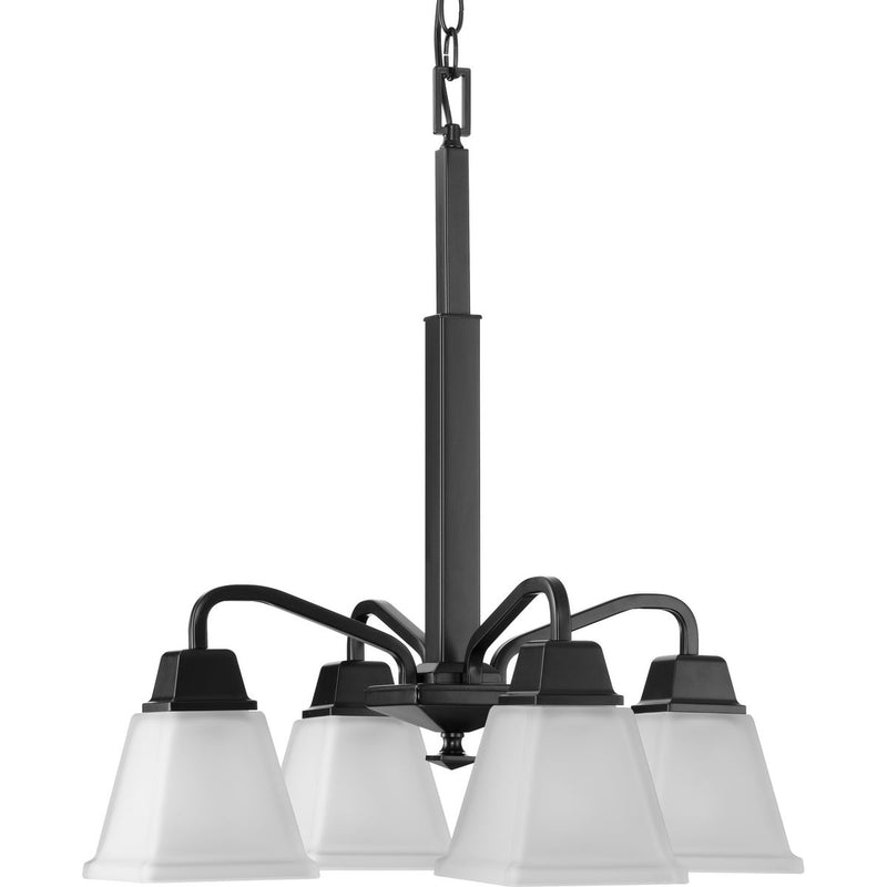 Progress P400118-31M Clifton Heights Collection Four-Light Modern Farmhouse Matte Black Etched Glass Chandelier Light Main Image.jpg