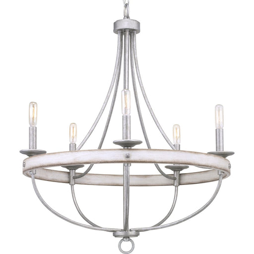 Progress P400158-141 Gulliver Collection Five-Light Galvanized Finish Coastal Chandelier Light Main Image.jpg