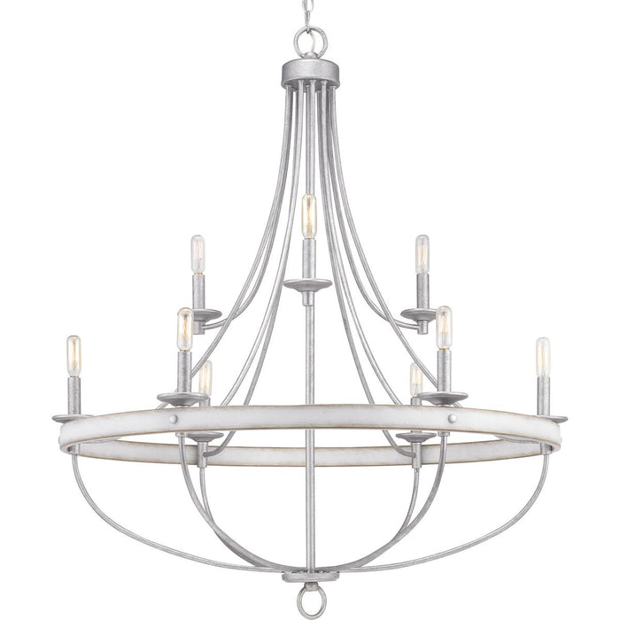 Progress P400159-141 Gulliver Collection Nine-Light Galvanized Finish Coastal Chandelier Light Main Image.jpg