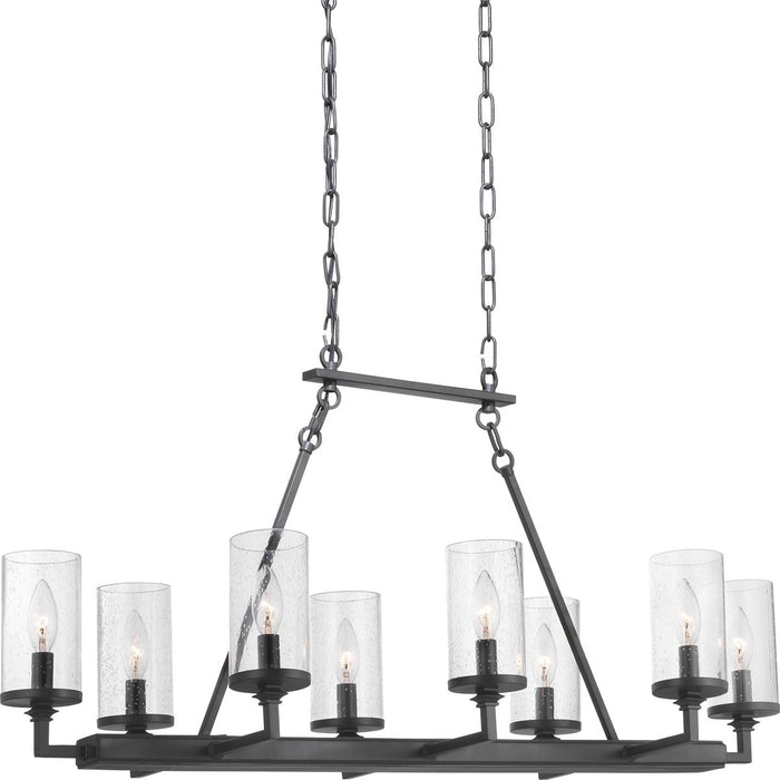 Progress P400180-143 Gresham Collection Eight-Light Graphite Clear Seeded Glass Farmhouse Chandelier Light Main Image.jpg