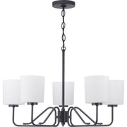 Progress P400182-031 Tobin Collection Five-Light Matte Black Etched White Glass Modern Chandelier Light Main Image.jpg
