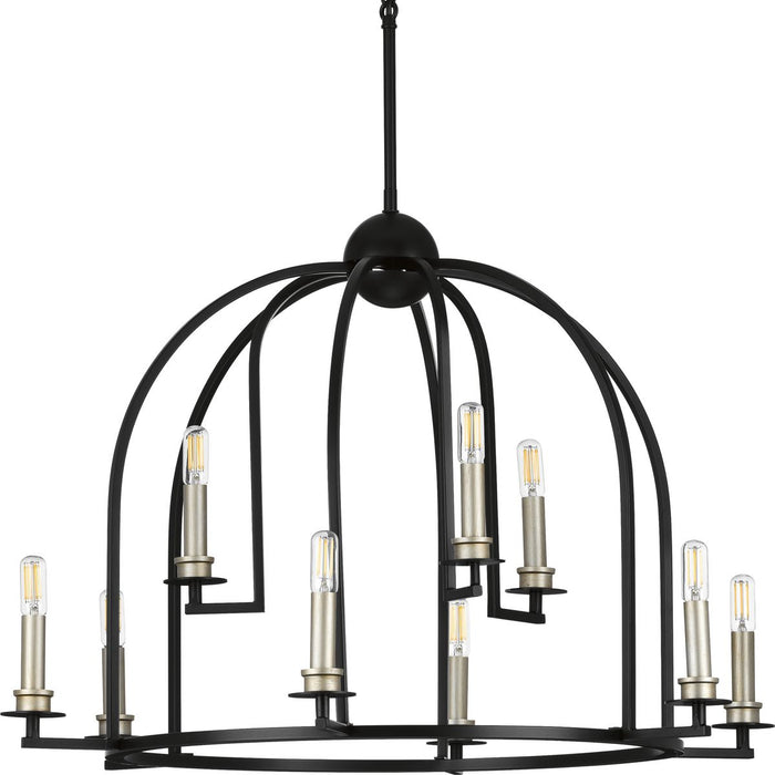 Progress P400187-031 Seneca Collection Nine-Light Matte Black Farmhouse Chandelier Light Main Image.jpg