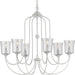 Progress P400195-151 Bowman Collection Six-Light Cottage White Clear Chiseled Glass Coastal Chandelier Light Main Image.jpg