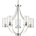 Progress P400197-009 Lassiter Collection Five-Light Brushed Nickel Clear Glass Modern Chandelier Light Main Image.jpg