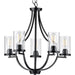 Progress P400197-031 Lassiter Collection Five-Light Matte Black Clear Glass Modern Chandelier Light Main Image.jpg