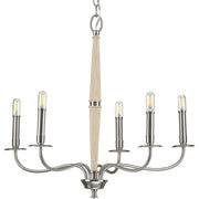 Progress P400199-009 Durrell Collection Five-Light Brushed Nickel Coastal Chandelier Light Main Image.jpg
