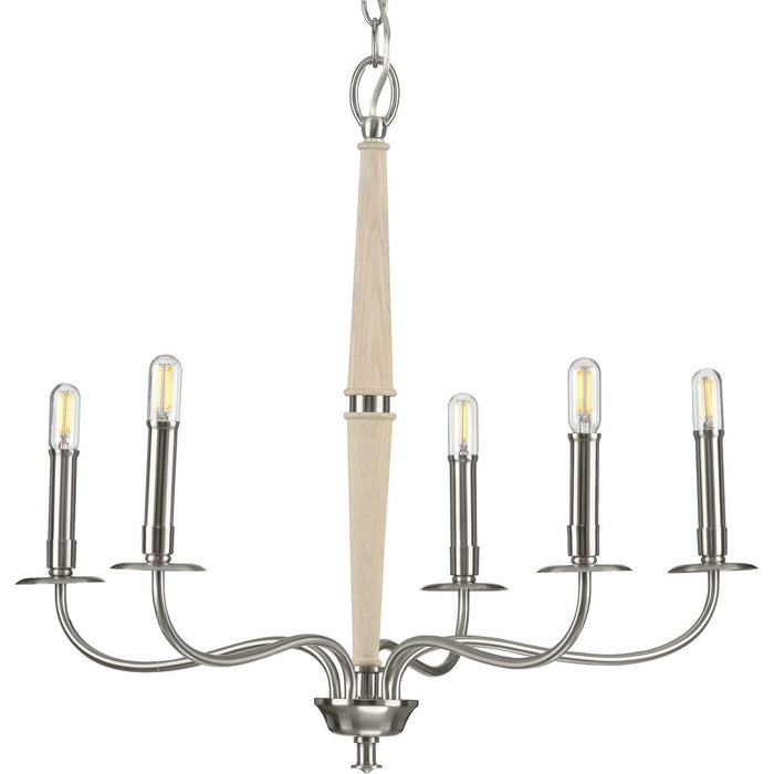 Progress P400199-009 Durrell Collection Five-Light Brushed Nickel Coastal Chandelier Light Main Image.jpg