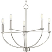 Progress P400202-009 Leyden Collection Five-Light Brushed Nickel Farmhouse Style Chandelier Main Image.jpg