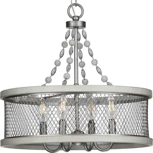 Progress P400204-141 Austelle Collection Four-Light Galvanized Finish Farmhouse Chandelier Light Main Image.jpg