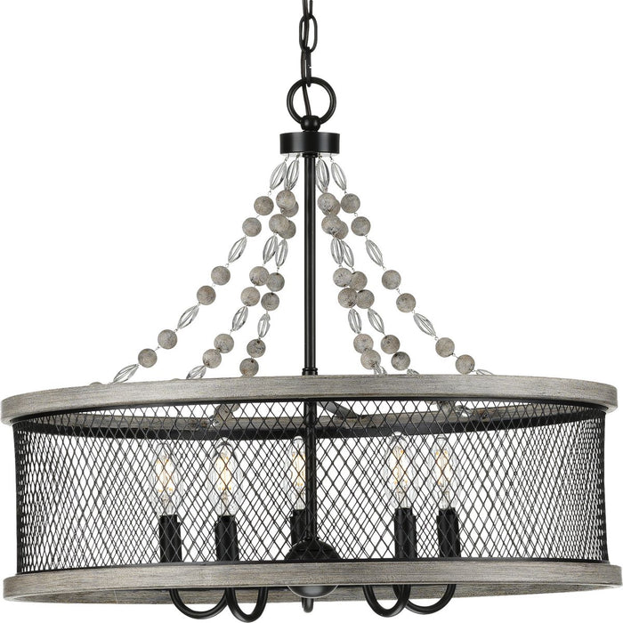 Progress P400205-020 Austelle Collection Five-Light Antique Bronze Farmhouse Chandelier Light Main Image.jpg