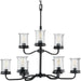 Progress P400208-031 Winslett Collection Nine-Light Matte Black Clear Seeded Glass Coastal Chandelier Light Main Image.jpg