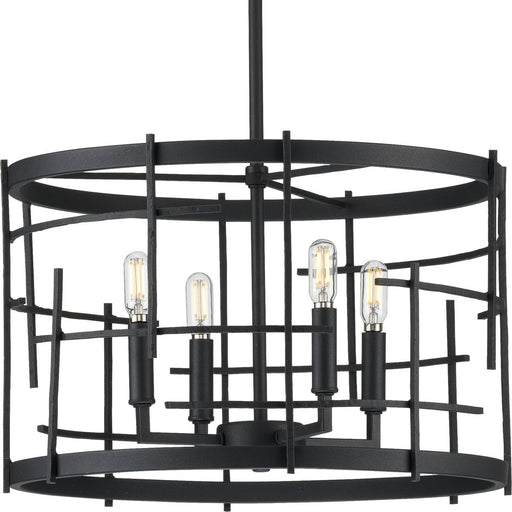 Progress P400213-031 Torres Collection Four-Light Textured Black Modern Chandelier Light Main Image.jpg