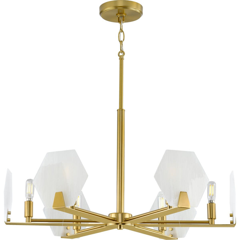Progress P400216-109 Rae Collection Six-Light Brushed Bronze White Alabaster Glass Luxe Chandelier Light Main Image.jpg