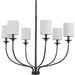 Progress P400227-031 Bonita Collection Six-Light Matte Black White Linen Fabric Shade Luxe Chandelier Light Main Image.jpg