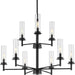 Progress P400252-031 Kellwyn Collection Nine-Light Matte Black and Clear Glass Transitional Style Chandelier Light Main Image.jpg