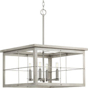 Progress P400253-009 Hedgerow Collection Four-Light Brushed Nickel and Grey Washed Oak Farmhouse Style Chandelier Light Main Image.jpg