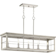 Progress P400254-009 Hedgerow Collection Five-Light Brushed Nickel and Grey Washed Oak Farmhouse Style Linear Island Chandelier Light Main Image.jpg