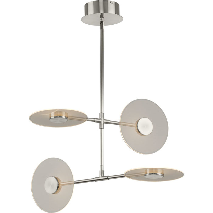 Progress P400255-009-30 Spoke LED Collection Four-Light Brushed Nickel Modern Style Hanging Chandelier Light Main Image.jpg