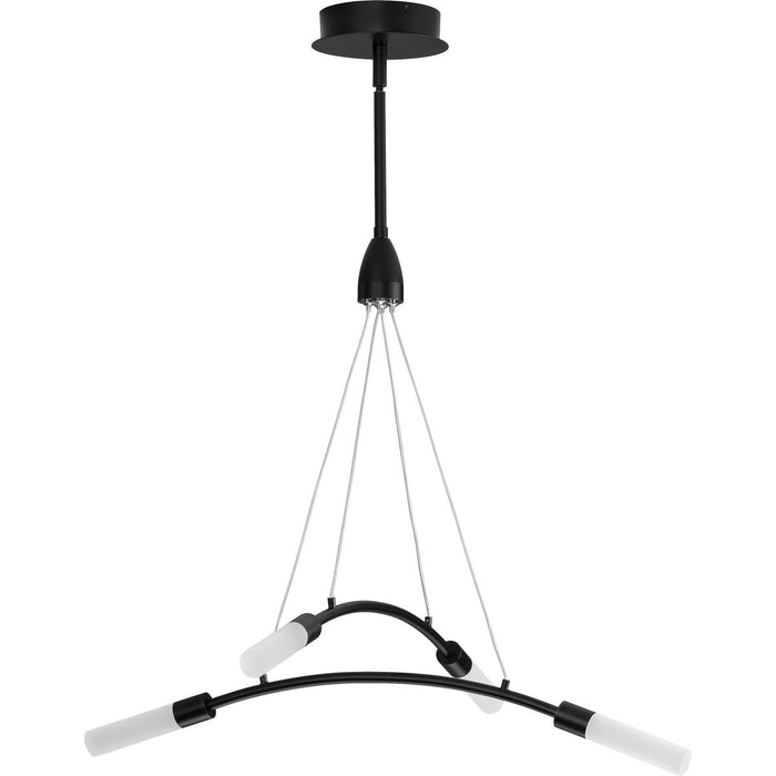 Progress P400262-031-30 Kylo LED Collection Four-Light Matte Black and Frosted Acrylic Modern Style Chandelier Light Main Image.jpg