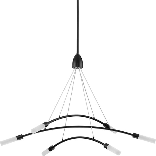 Progress P400263-031-30 Kylo LED Collection Six-Light Matte Black and Frosted Acrylic Modern Style Chandelier Light Main Image.jpg