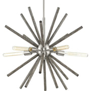 Progress P400270-009 Thorpe Collection Five-Light Brushed Nickel Mid-Century Modern Style Chandelier Light Main Image.jpg