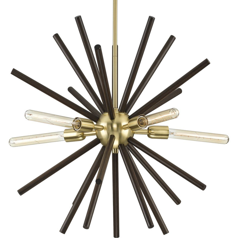 Progress P400270-012 Thorpe Collection Five-Light Satin Brass Mid-Century Modern Style Chandelier Light Main Image.jpg