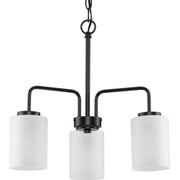 Progress P400274-031 Merry Collection Three-Light Matte Black and Etched Glass Transitional Style Chandelier Light Main Image.jpg