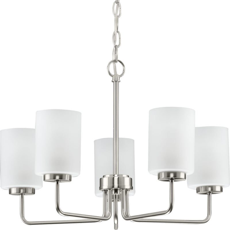 Progress P400275-009 Merry Collection Five-Light Brushed Nickel and Etched Glass Transitional Style Chandelier Light Main Image.jpg