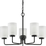 Progress P400275-031 Merry Collection Five-Light Matte Black and Etched Glass Transitional Style Chandelier Light Main Image.jpg