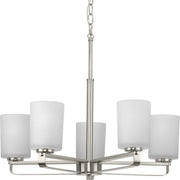 Progress P400286-009 League Collection Five-Light Brushed Nickel and Etched Glass Modern Farmhouse Chandelier Light Main Image.jpg