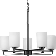 Progress P400286-31M League Collection Five-Light Matte Black and Etched Glass Modern Farmhouse Chandelier Light Main Image.jpg