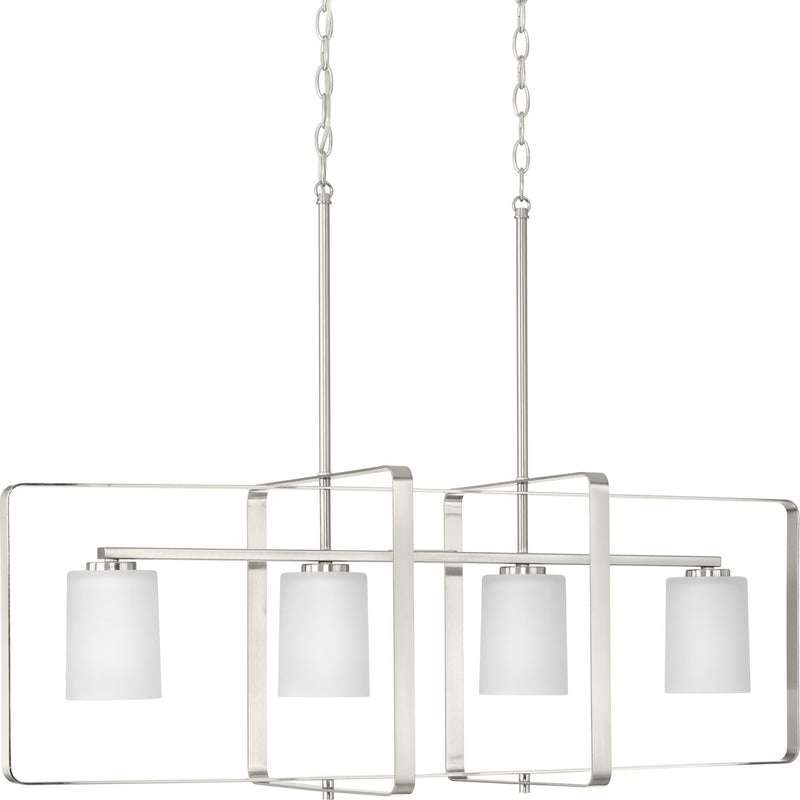 Progress P400287-009 League Collection Four-Light Brushed Nickel and Etched Glass Modern Farmhouse Chandelier Light Main Image.jpg