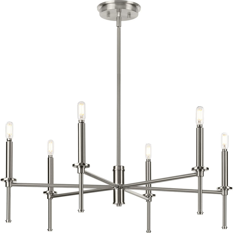 Progress P400294-009 Elara Collection Six-Light New Traditional Brushed Nickel  Chandelier Light Main Image.jpg