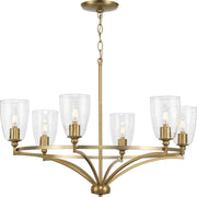 Progress P400297-109 Parkhurst Collection Six-Light New Traditional Brushed Bronze Clear Glass Chandelier Light Main Image.jpg