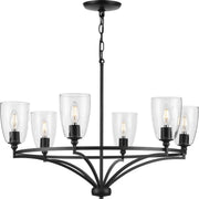 Progress P400297-31M Parkhurst Collection Six-Light New Traditional Matte Black Clear Glass Chandelier Light Main Image.jpg