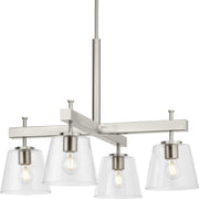 Progress P400299-009 Saffert Collection Four-Light New Traditional Brushed Nickel Clear Glass Chandelier Light Main Image.jpg