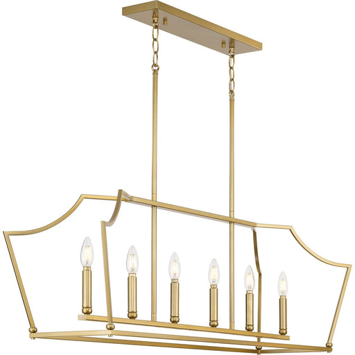 Progress P400300-109 Parkhurst Collection Six-Light New Traditional Brushed Bronze  Linear Island Chandelier Light Main Image.jpg