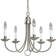 Progress P4008-09 Five-Light Brushed Nickel White Candles Traditional Chandelier Light Main Image.jpg