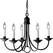 Progress P4008-31 Five-Light Textured Black White Candles Traditional Chandelier Light Main Image.jpg