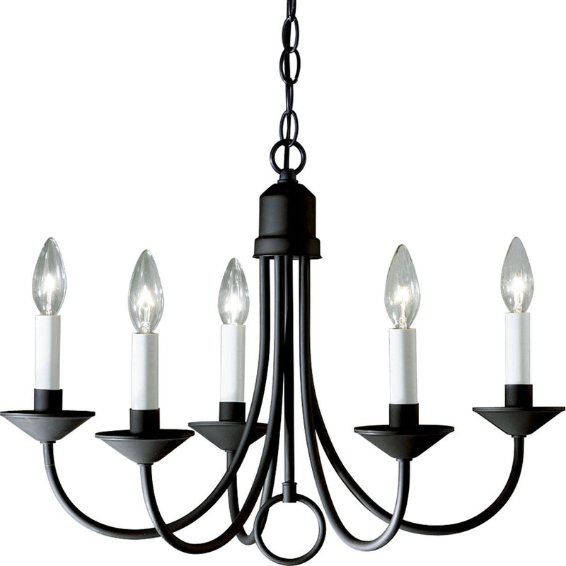 Progress P4008-31 Five-Light Textured Black White Candles Traditional Chandelier Light Main Image.jpg