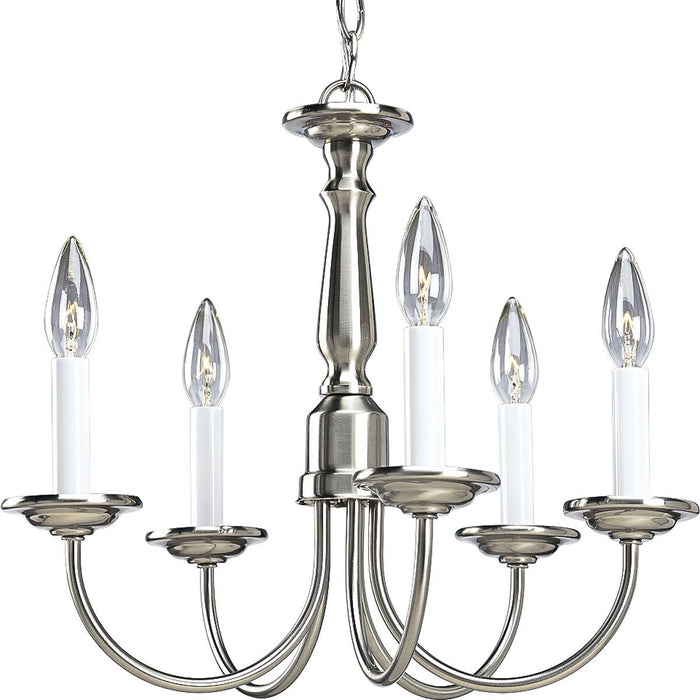 Progress P4009-09 Five-Light Brushed Nickel White Candles Traditional Chandelier Light Main Image.jpg