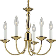 Progress P4009-10 Five-Light Polished Brass White Candles Traditional Chandelier Light Main Image.jpg