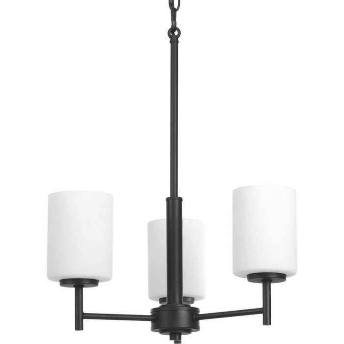 Progress P4318-31 Replay Collection Three-Light Textured Black Etched White Glass Modern Chandelier Light Main Image.jpg