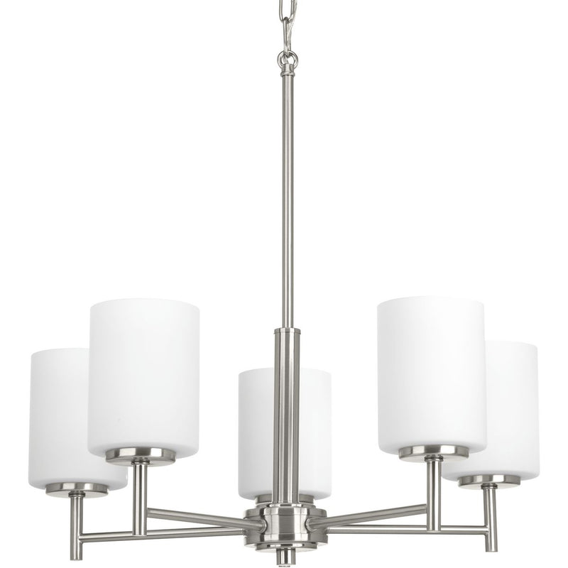 Progress P4319-09 Replay Collection Five-Light Brushed Nickel Etched Glass Modern Chandelier Light Main Image.jpg